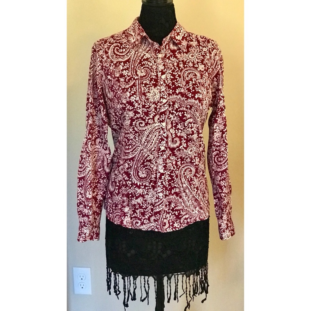 Tommy Hilfiger💥Maroon Paisley Shirt